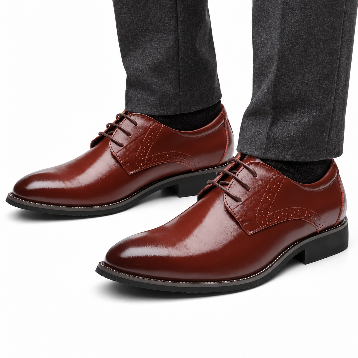 Heren Nette Veterschoenen Derby Brogue Glad Bovenwerk Formeel Zakelijk