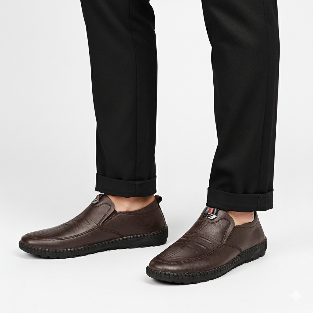 Heren PU-leren Loafers – Ademende Antislip Slip-On Casual Schoenen voor Werk en Buiten