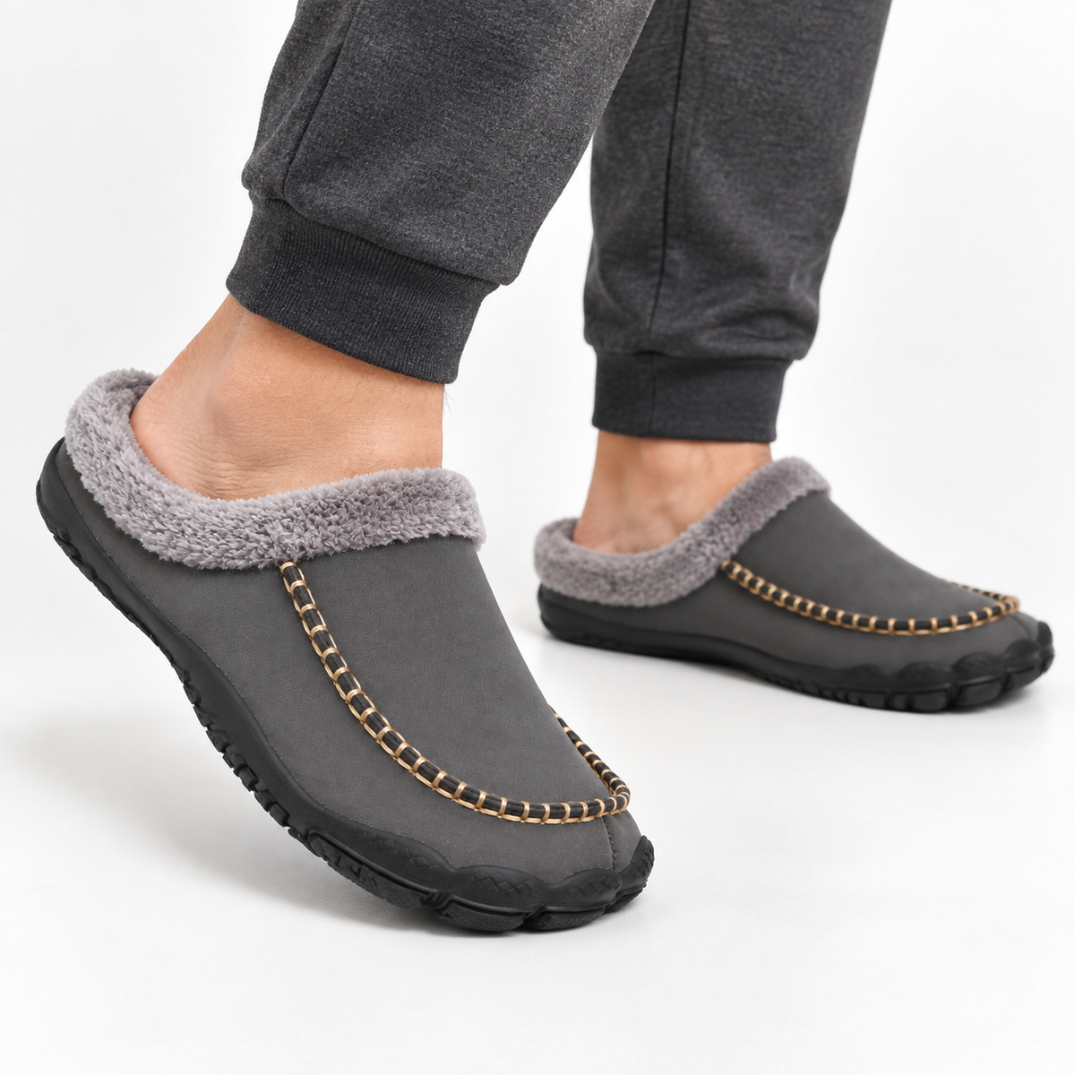 Barefoot Pantoffels Heren Warm Fleece Voering Antislip Lichtgewicht Winter