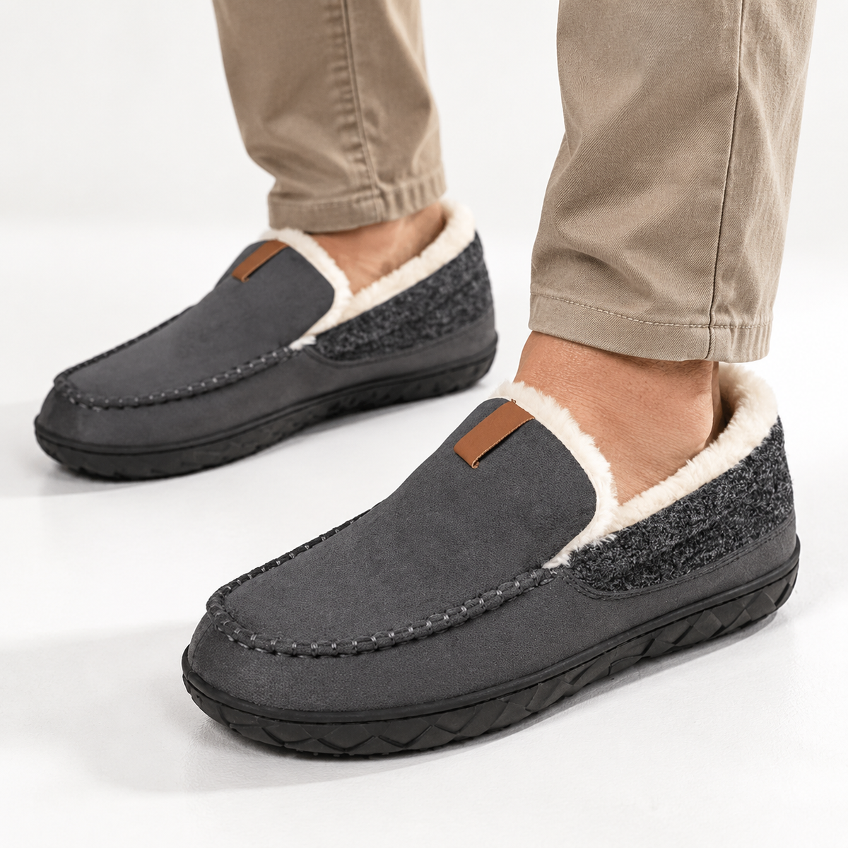 Heren Loafer Pantoffels Warme Huisschoen Voering Antislip Zool Winter