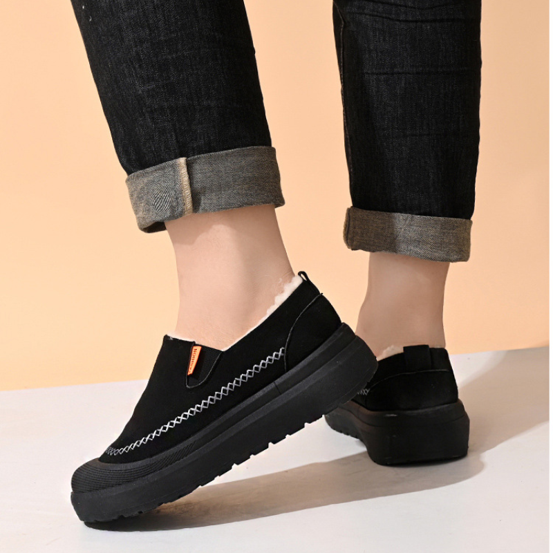 Heren Warm Gevoerde Instappers Dikke Zool Elastisch Antislip Winter
