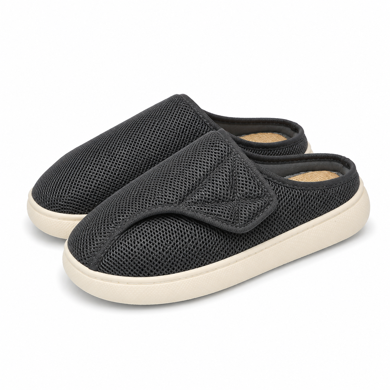 Dames Heren Brede Mesh Pantoffels Klittenband Ademend Lichtgewicht Binnen Buiten