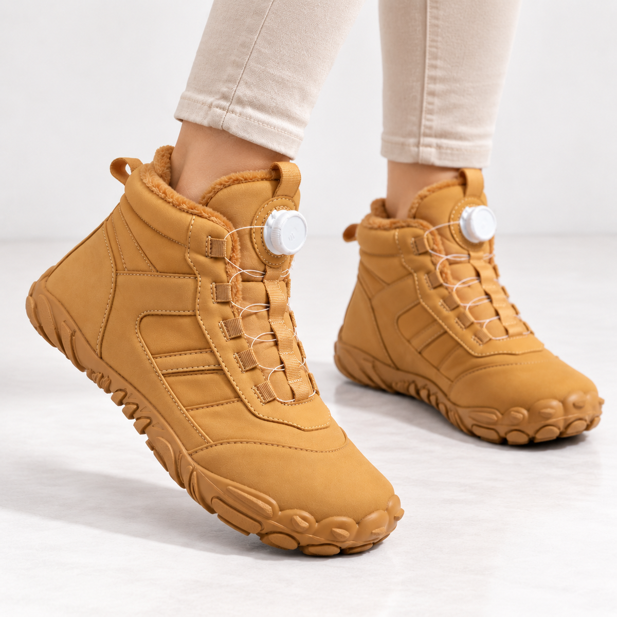 Dames Heren Barefoot Snowboots Fleece Voering Draaiknop Waterafstotend Antislip