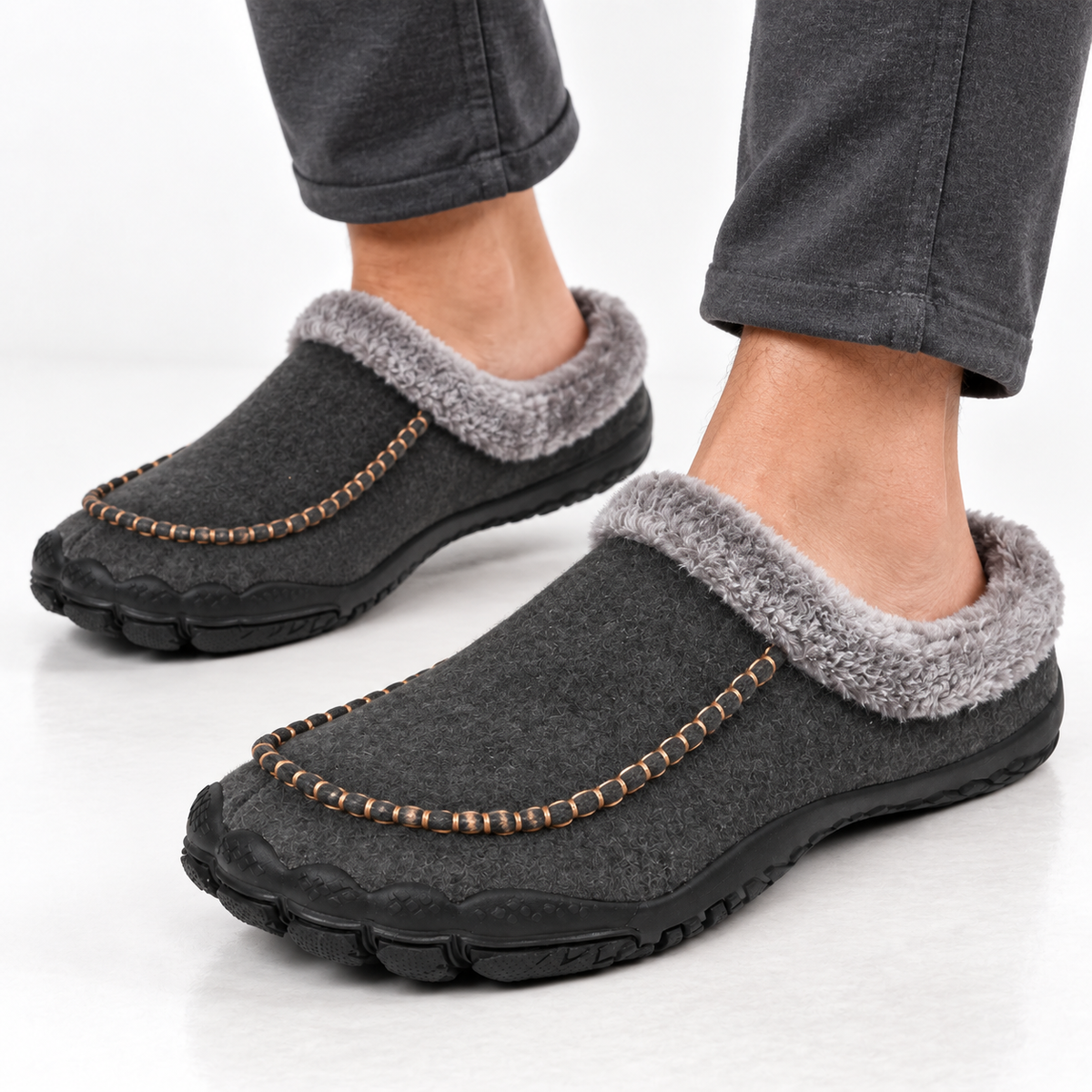 Barefoot Pantoffels Heren Warm Fleece Voering Antislip Lichtgewicht Winter