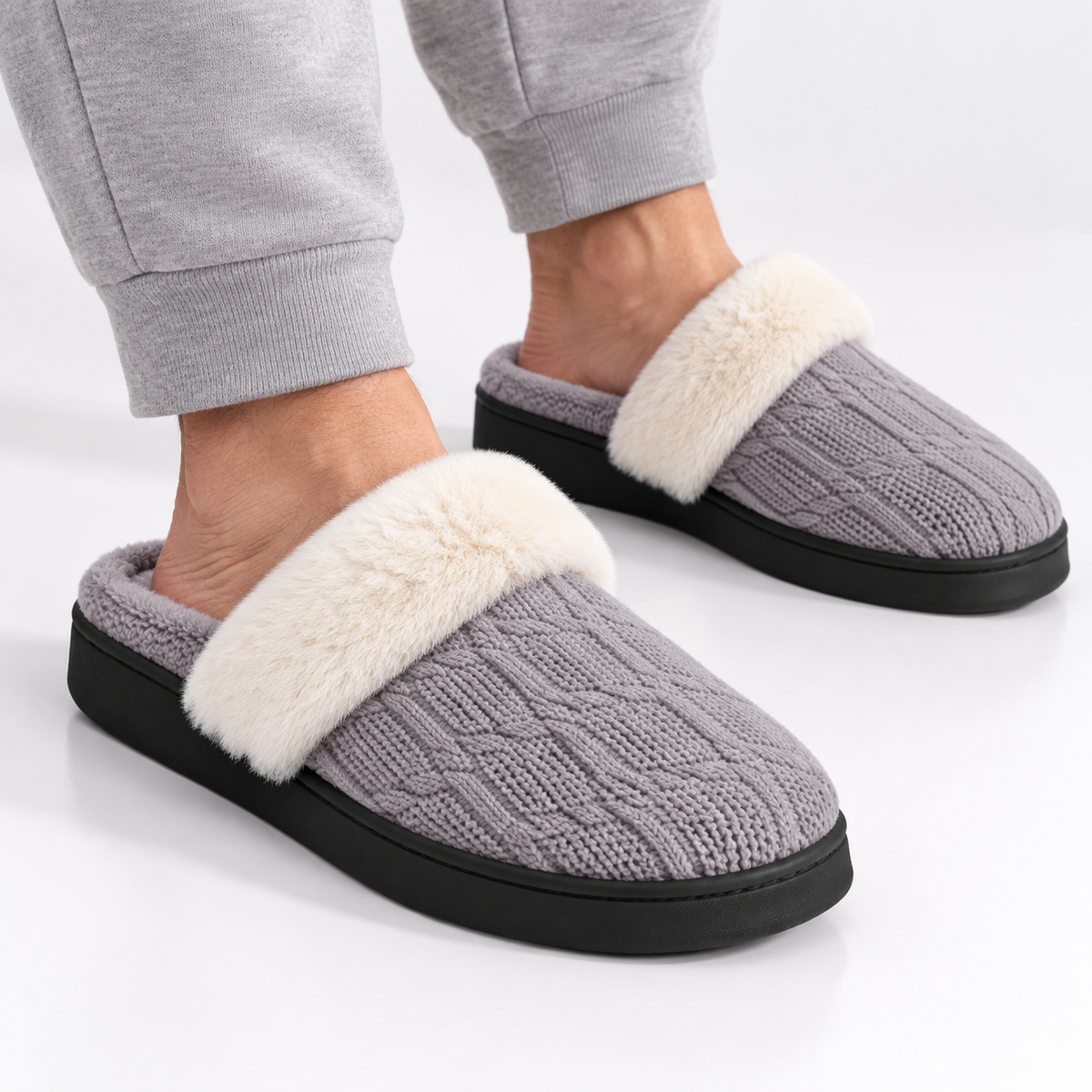 Dames Heren Pluche Huisslippers met Warme Voering en Dikke Antislip Zool Winter