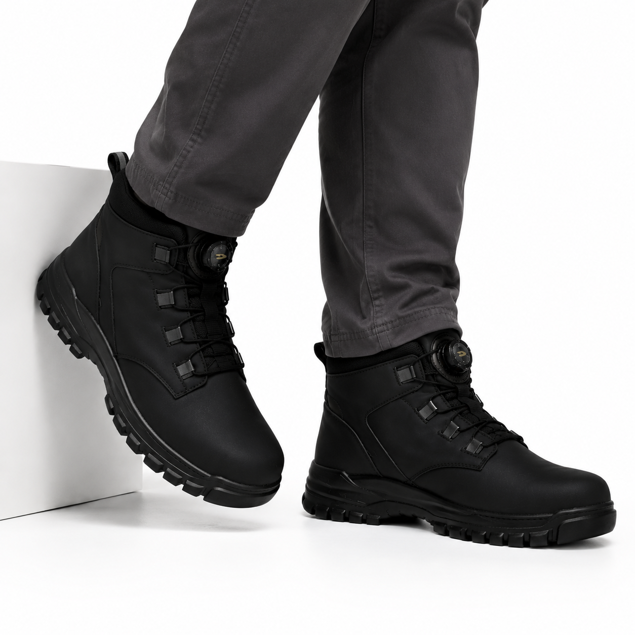 Heren Hoge Werkschoenen Stalen Neus Draaiknop Waterbestendig Antislip Zool