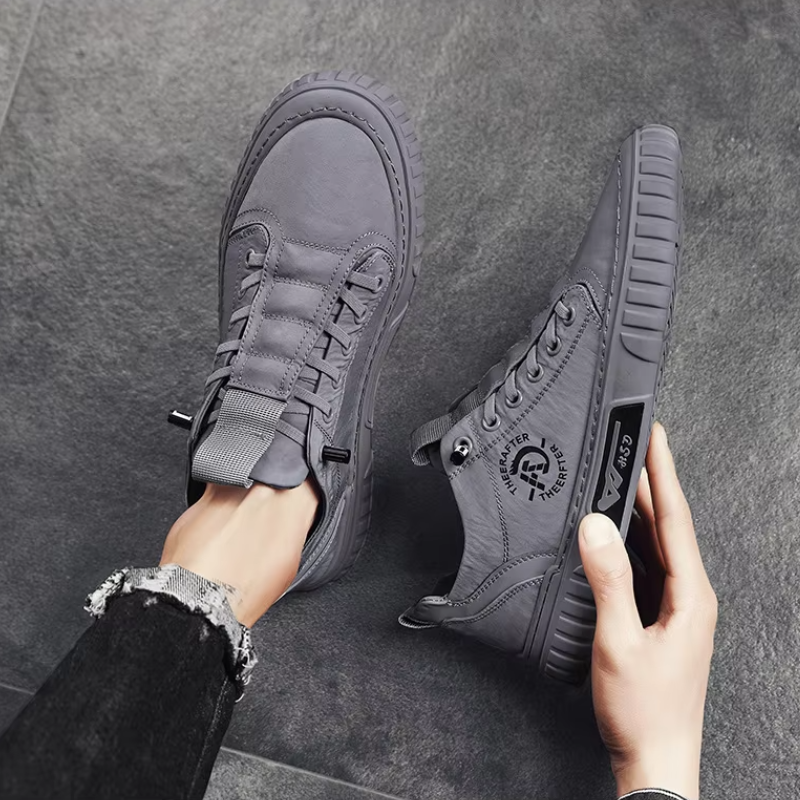 Heren Canvas Sneakers Elastische Veters Lage Snit Geribbelde Zool Casual