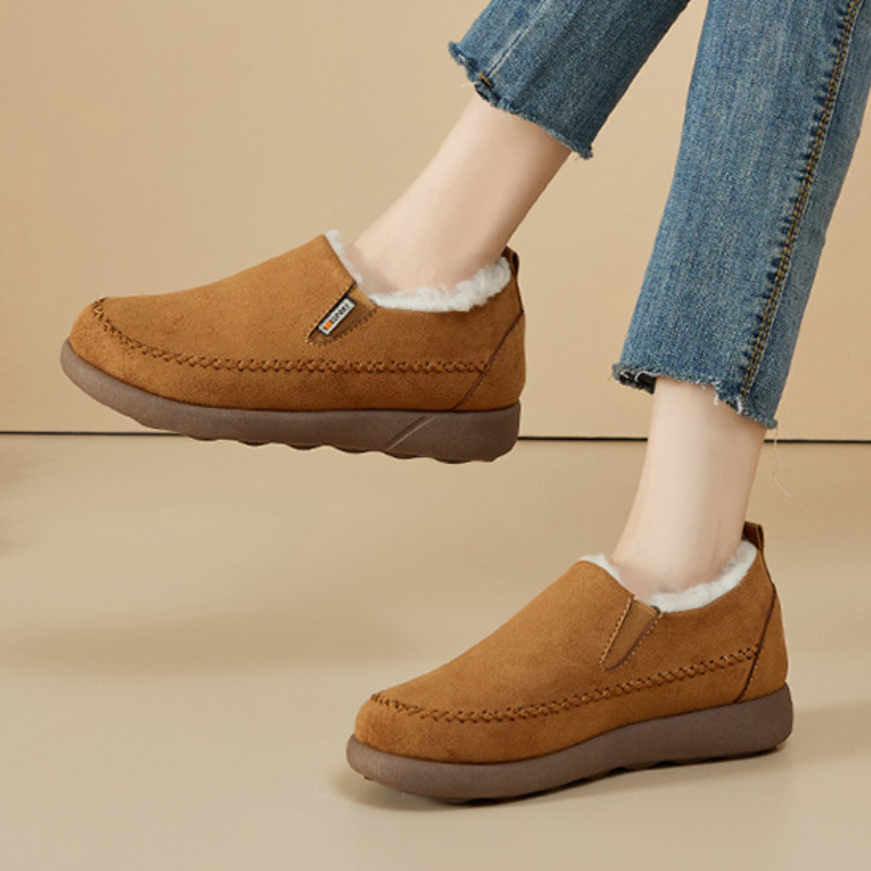 Dames Lage Slip-On Winterboots met Warme Fleece Voering en Dempende Zool