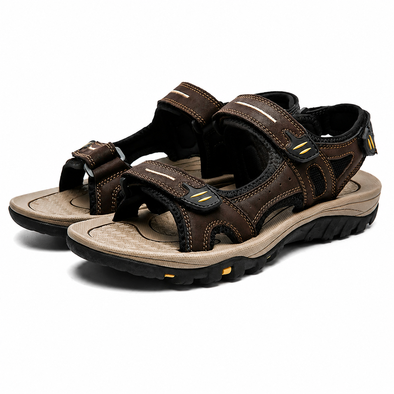 Herensandalen Leer Klittenband Dempende Zool Antislip Strand Zomer
