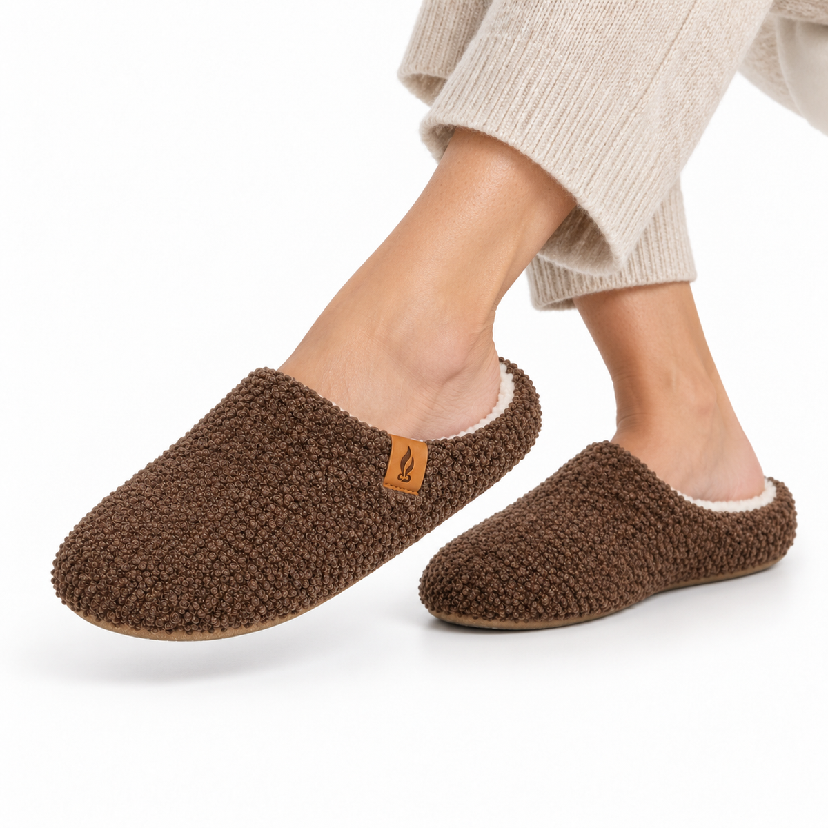 Dames Heren Warme Teddy Sloffen Instap Gevoerd Antislip Zool Winter