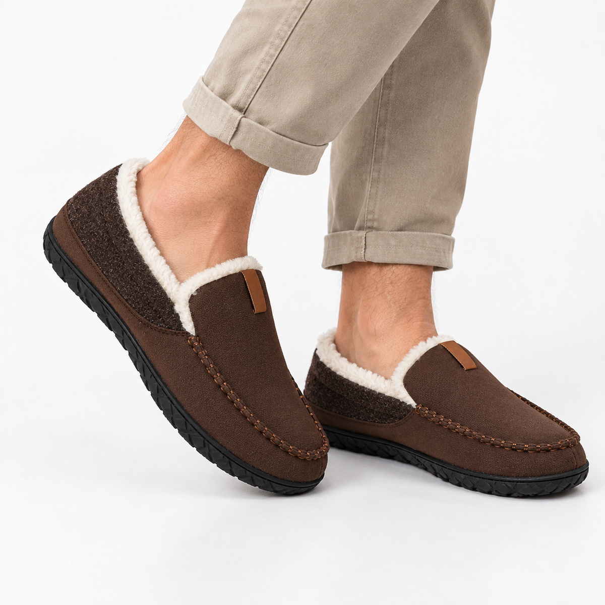 Heren Loafer Pantoffels Warme Huisschoen Voering Antislip Zool Winter
