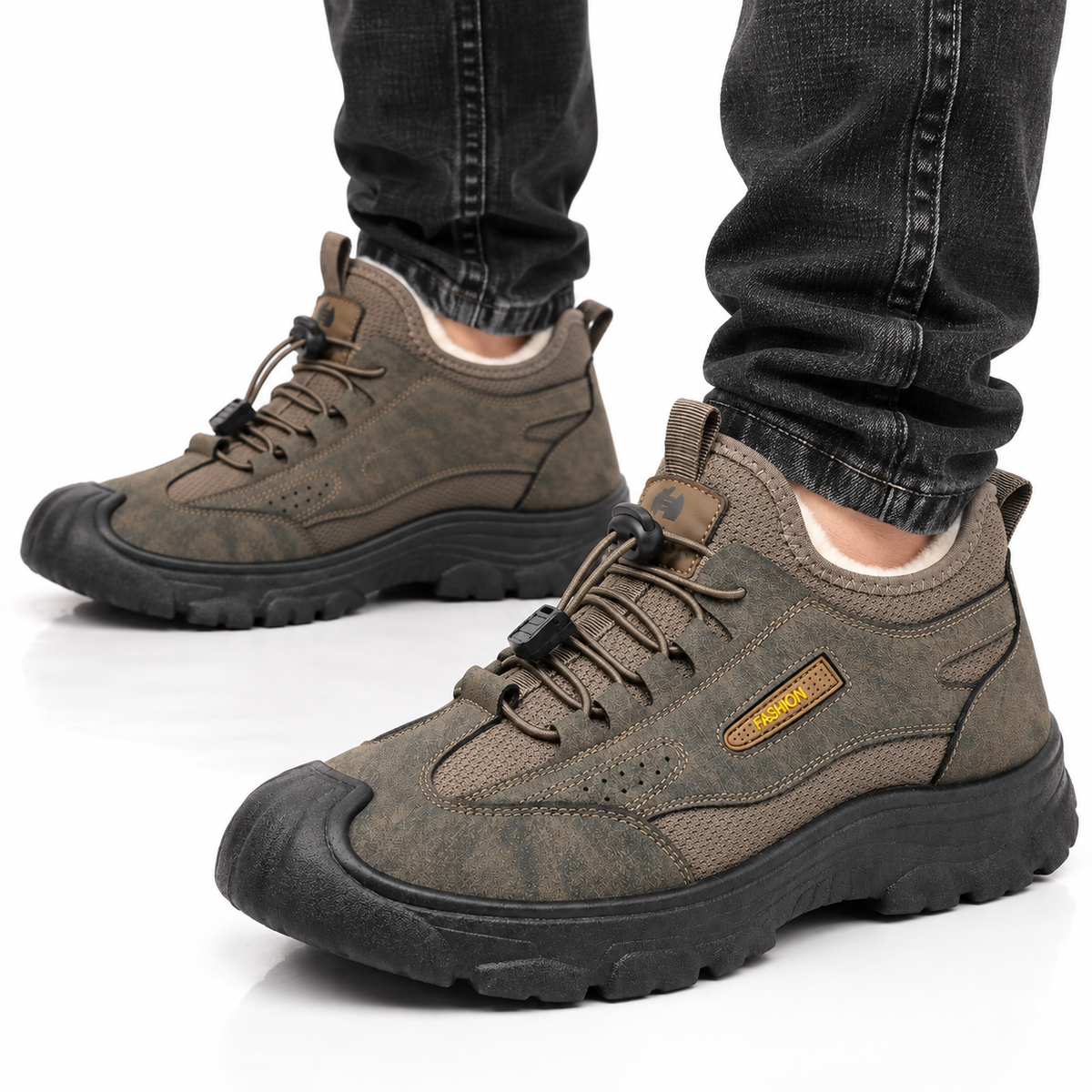 Heren Warme Gevoerde Sneakers Antislip Lichtgewicht Elastische Veters Winter