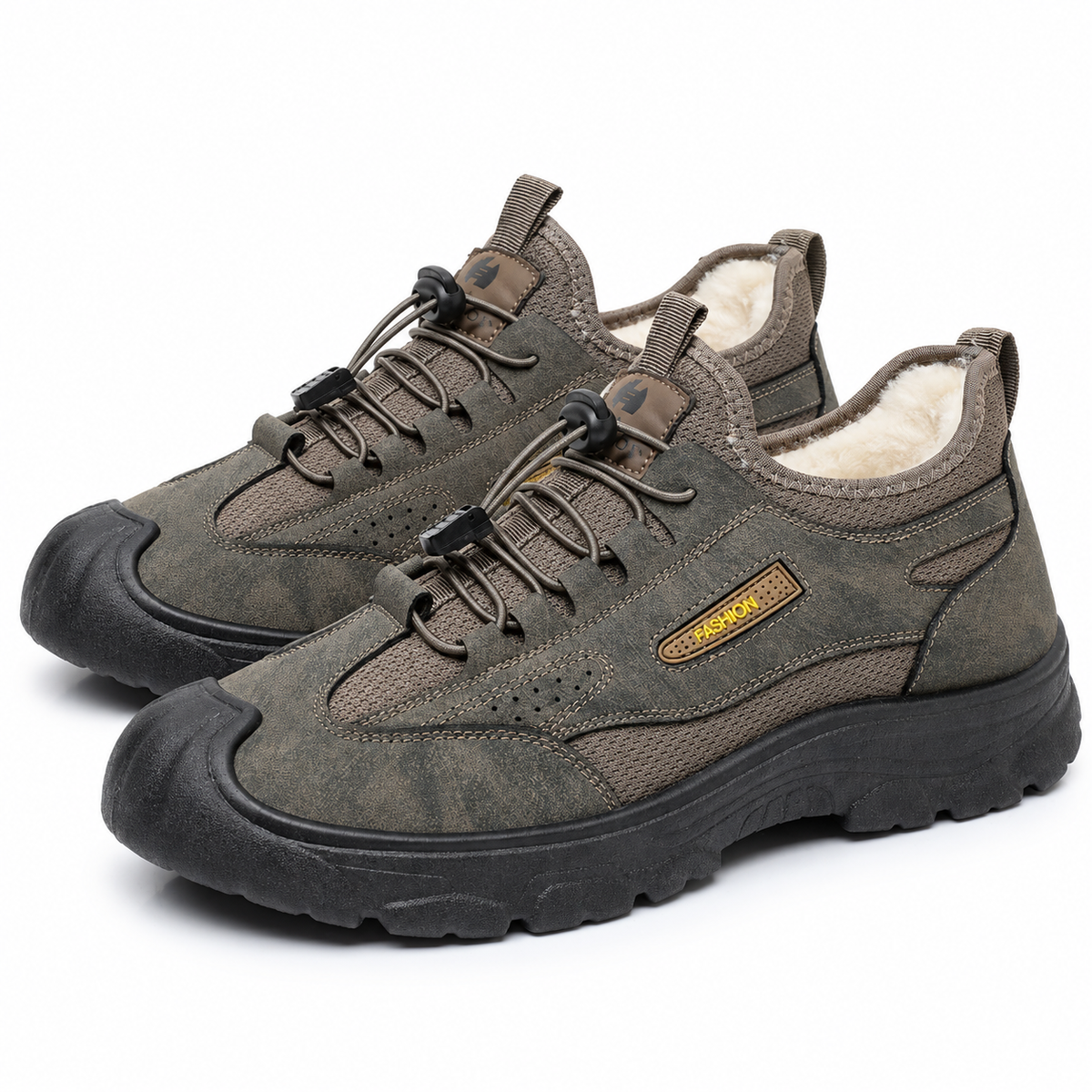 Heren Warme Gevoerde Sneakers Antislip Lichtgewicht Elastische Veters Winter