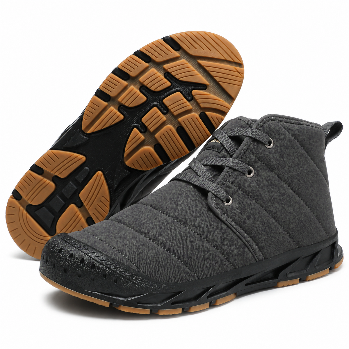 Heren Gevoerde Enkelboots Veters Warme Voering Profielzool Herfst Winter