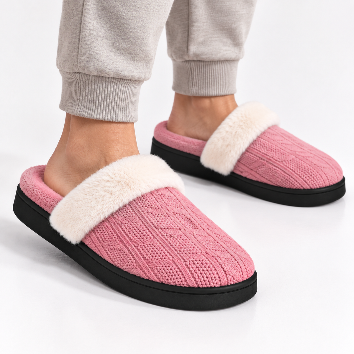 Dames Heren Pluche Huisslippers met Warme Voering en Dikke Antislip Zool Winter