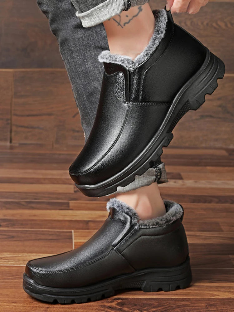 Heren Instap Winterboots Warme Voering Waterafstotend Antislip Zonder Veters