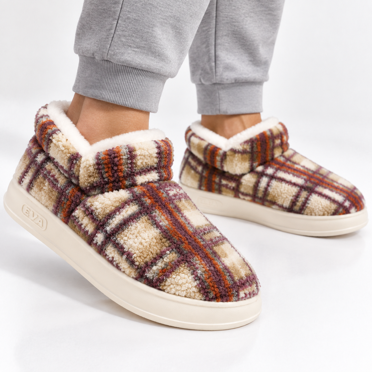Dames Heren Katoenen Huisslippers met Pluche Voering en Dikke Antislip Zool Winter