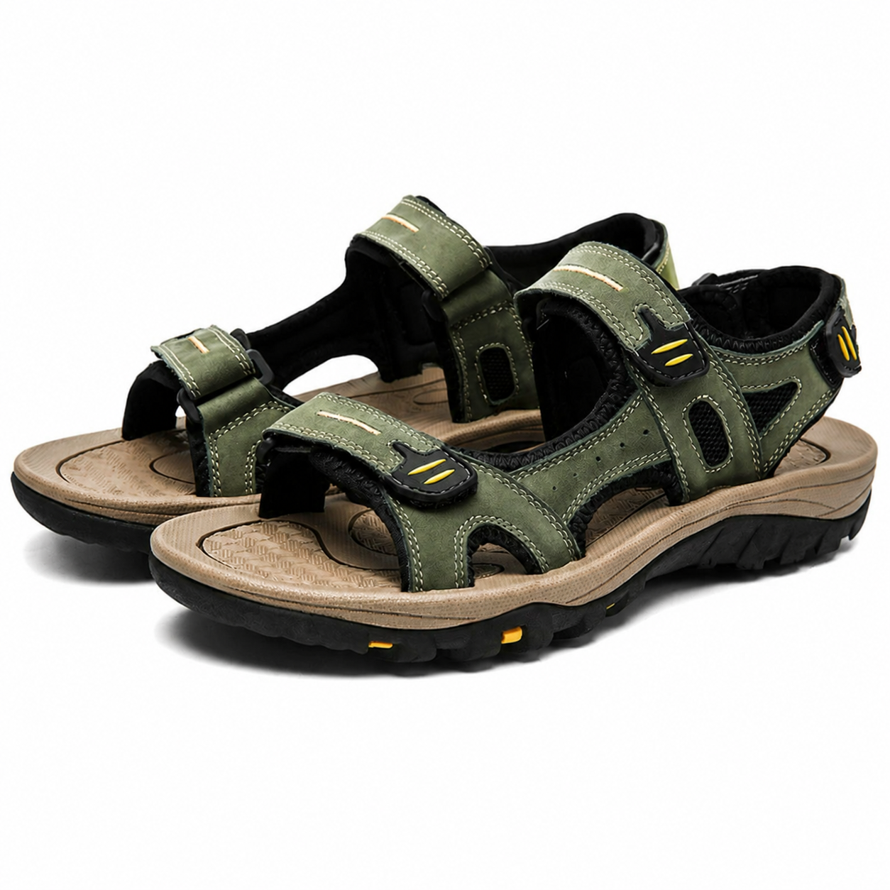 Herensandalen Leer Klittenband Dempende Zool Antislip Strand Zomer