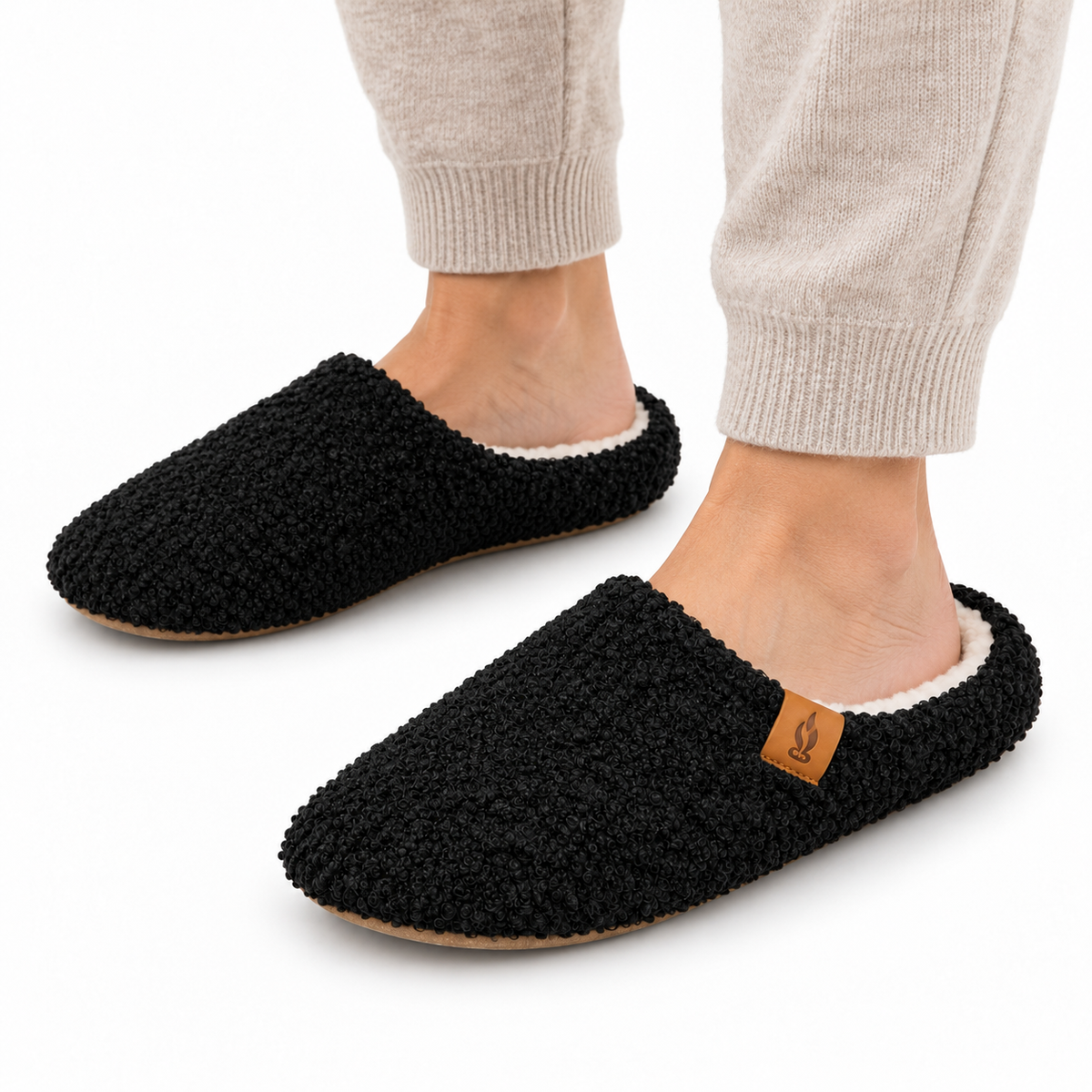 Dames Heren Warme Teddy Sloffen Instap Gevoerd Antislip Zool Winter
