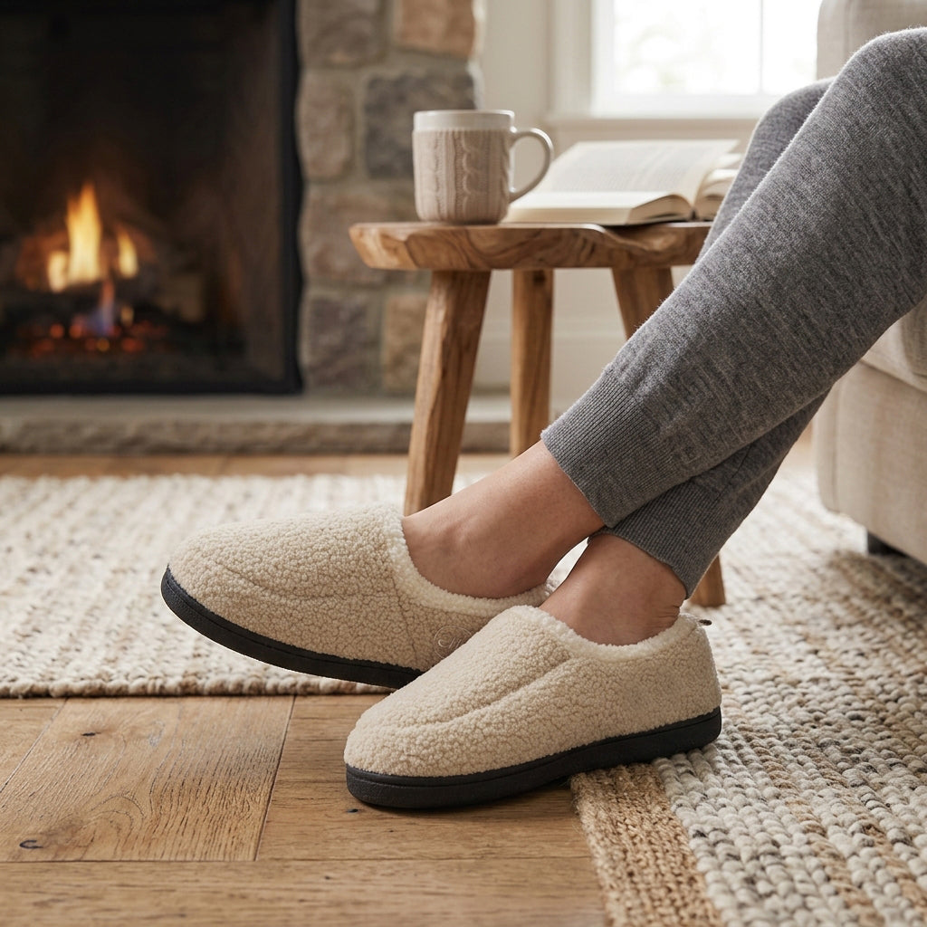 Dames Heren Fleece Sloffen Gesloten Hiel Dempend Antislip Lichtgewicht Winter