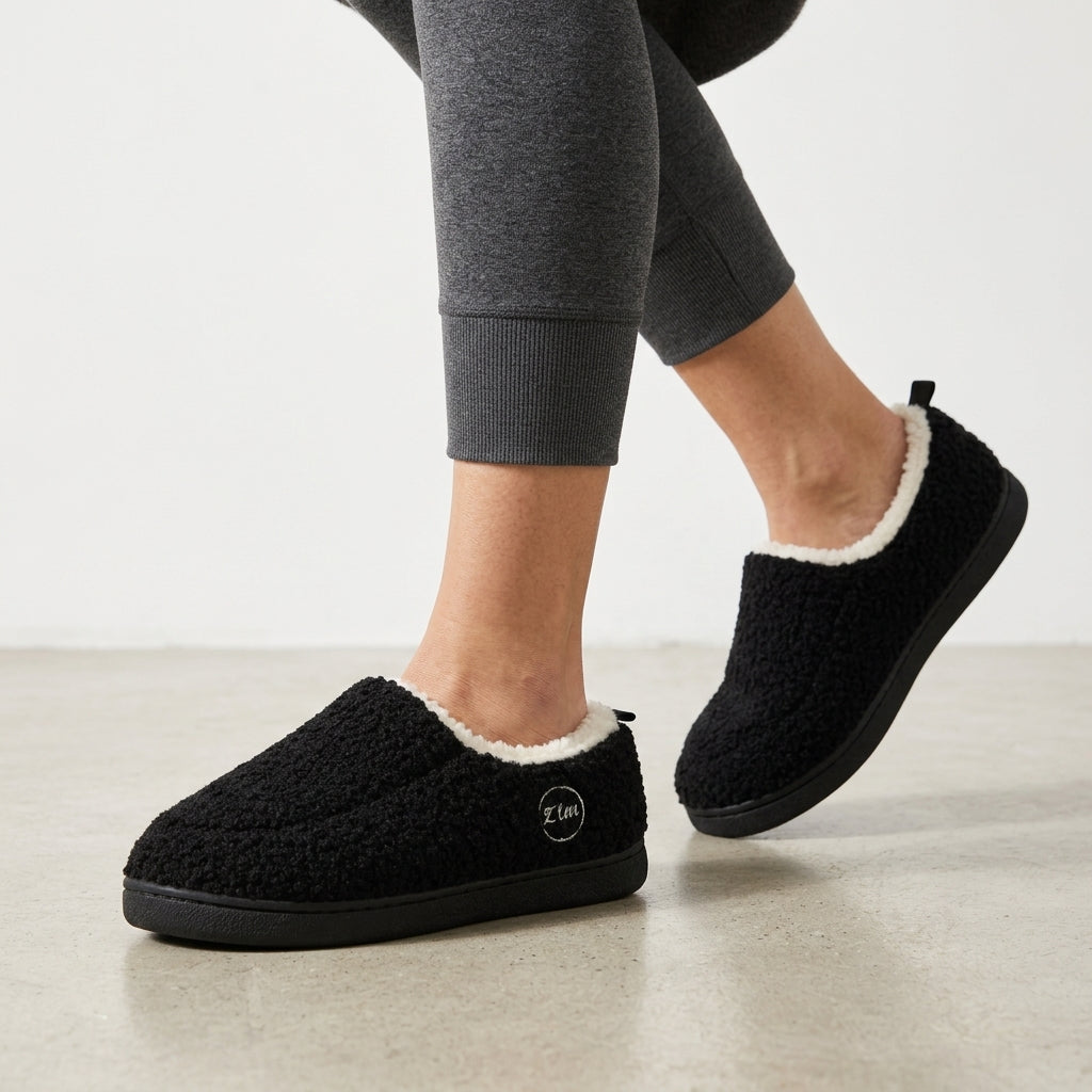 Dames Heren Fleece Sloffen Gesloten Hiel Dempend Antislip Lichtgewicht Winter