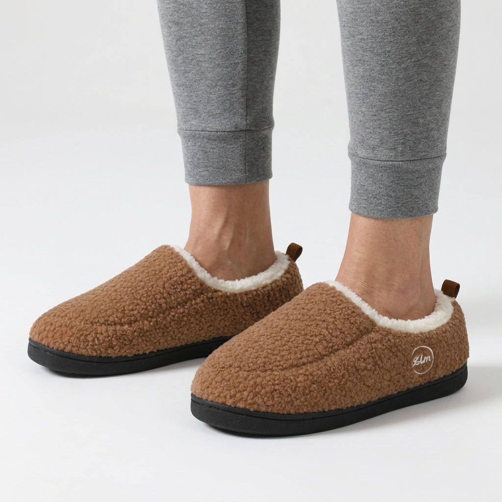 Dames Heren Fleece Sloffen Gesloten Hiel Dempend Antislip Lichtgewicht Winter