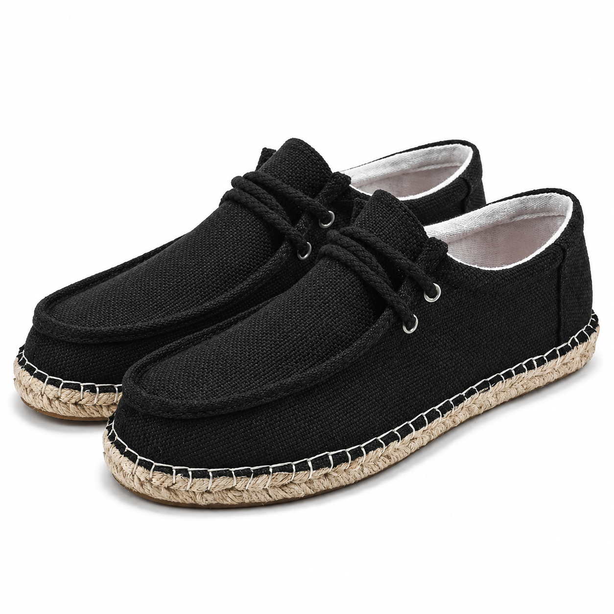 Heren Canvas Espadrilles Veters Lichtgewicht Casual Platte Zool Zomer