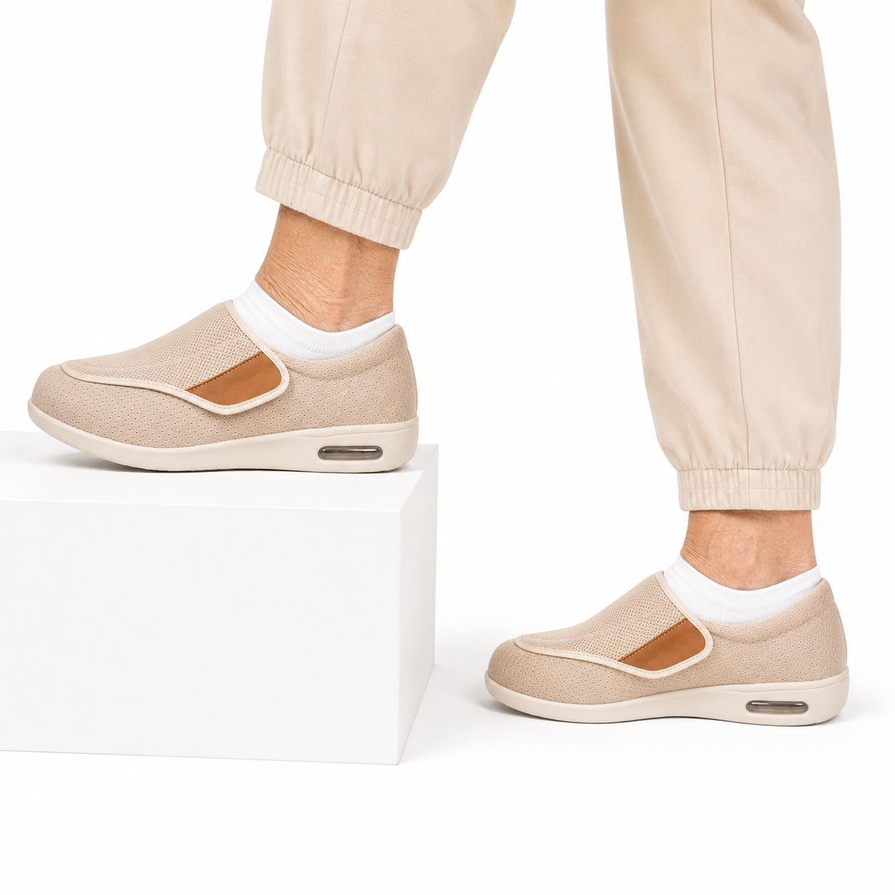 Dames Heren Brede Voeten Schoenen Makkelijk Aantrekken Ademend Lichtgewicht
