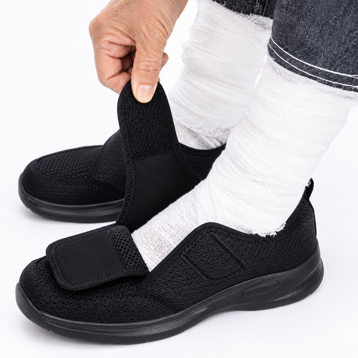Dames en Heren Schoenen Extra Brede Voeten met Klittenband