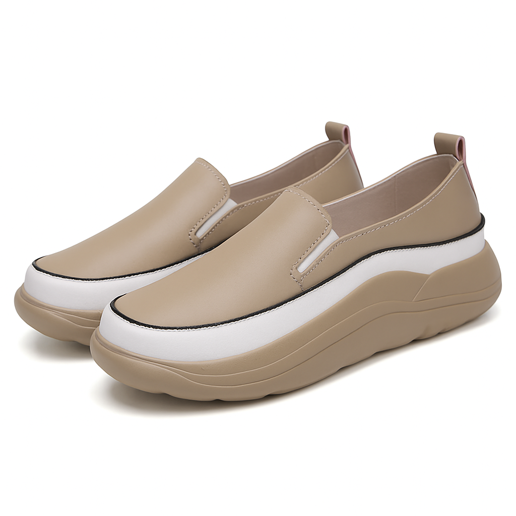 Dames Comfortabele Slip-On Loafers met Hoge Zool en Elegante Plateau