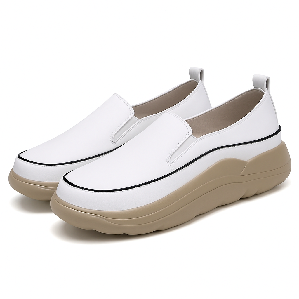 Dames Comfortabele Slip-On Loafers met Hoge Zool en Elegante Plateau