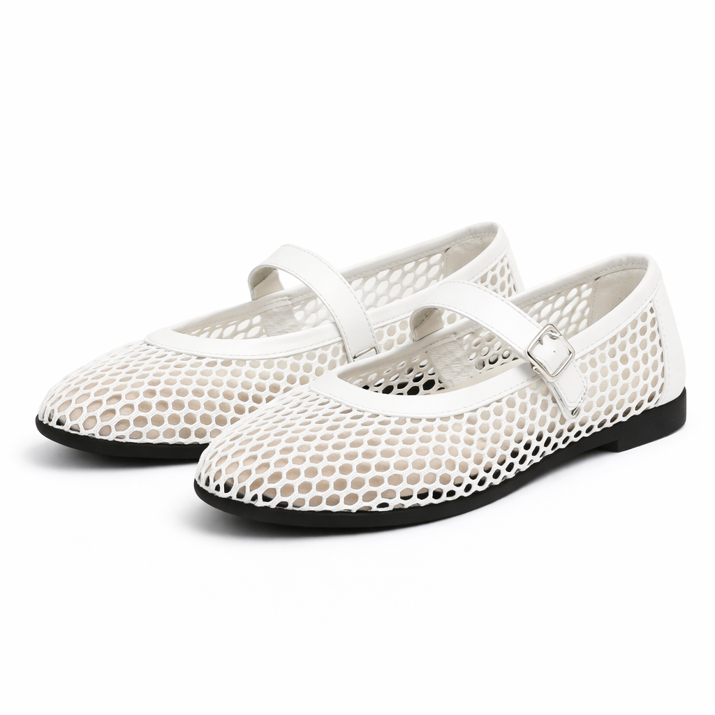 Dames Zwarte Mesh Ballerina’s – Lichte Ademend Instapschoenen voor de Zomer