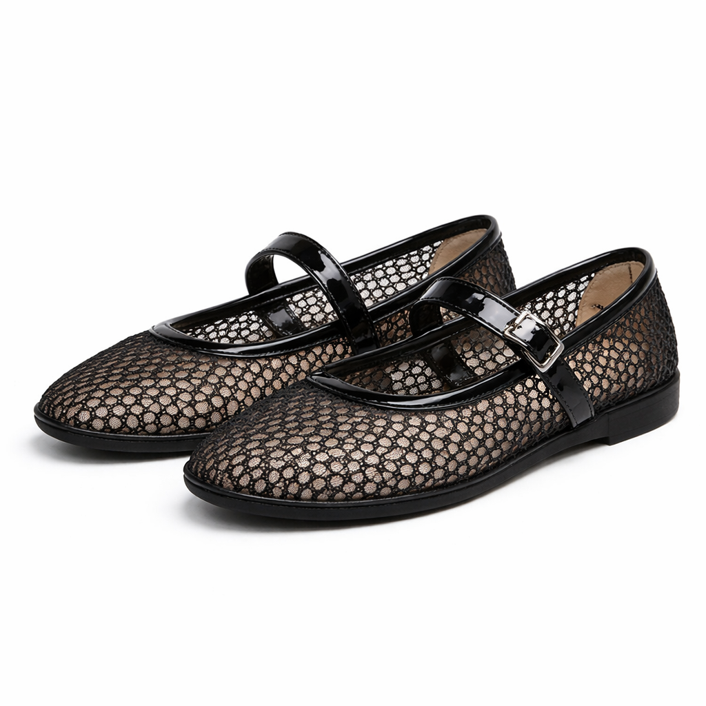 Dames Zwarte Mesh Ballerina’s – Lichte Ademend Instapschoenen voor de Zomer