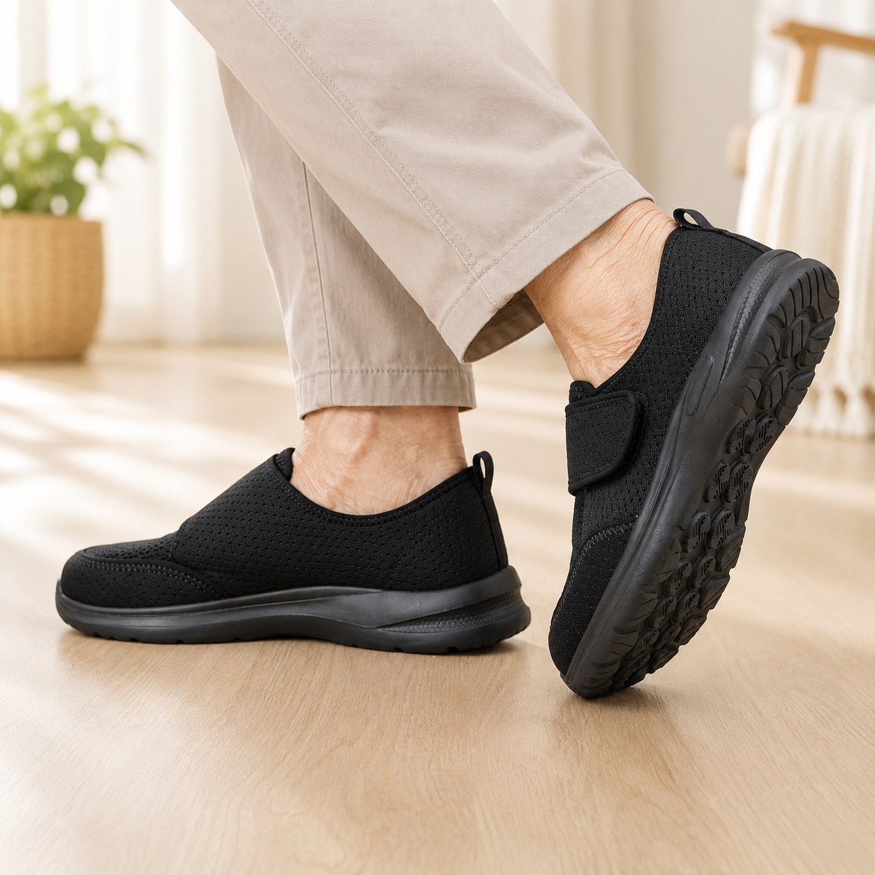 Dames en Heren Schoenen Extra Brede Voeten met Klittenband
