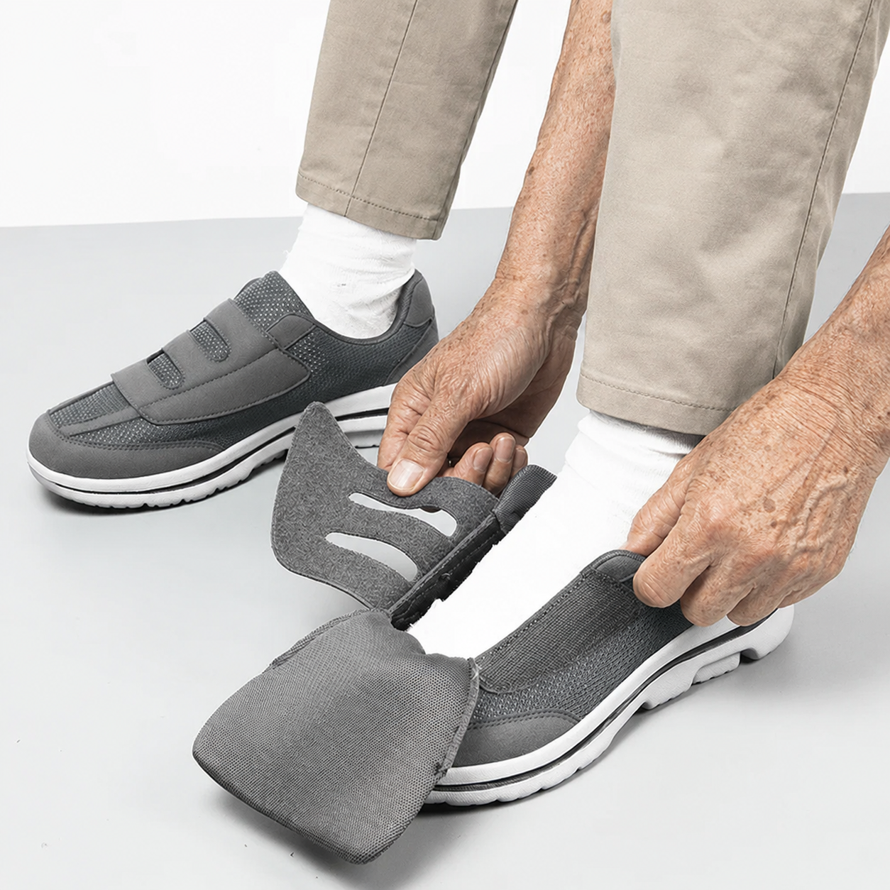 Dames Heren Extra Brede Schoenen Klittenband Stevig Makkelijk Aantrekken