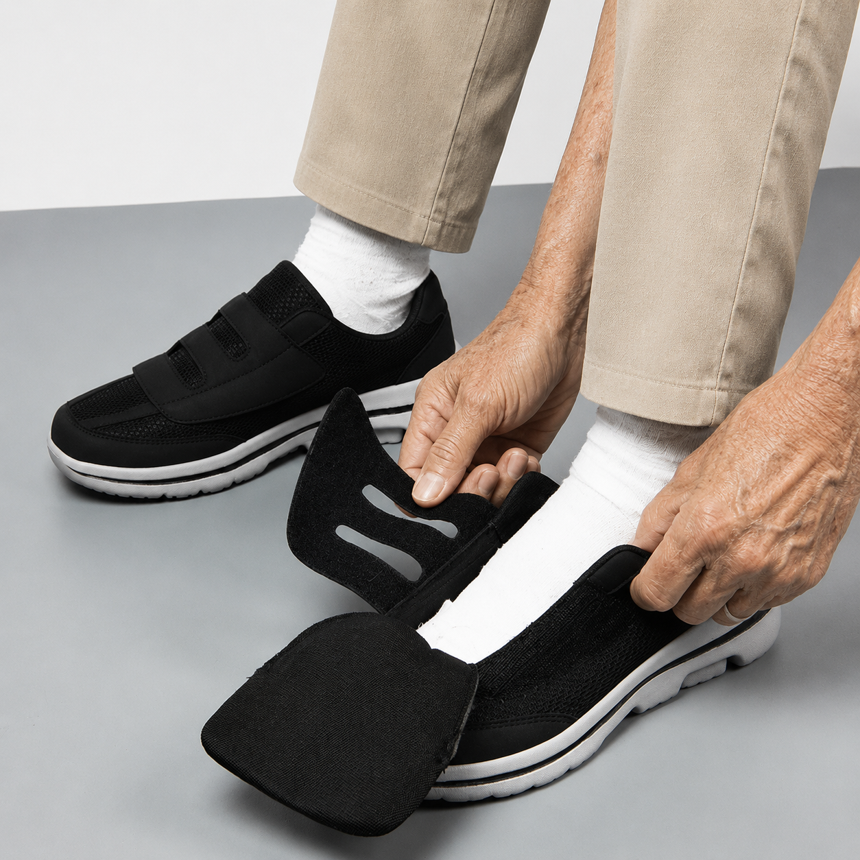 Dames Heren Extra Brede Schoenen Klittenband Stevig Makkelijk Aantrekken