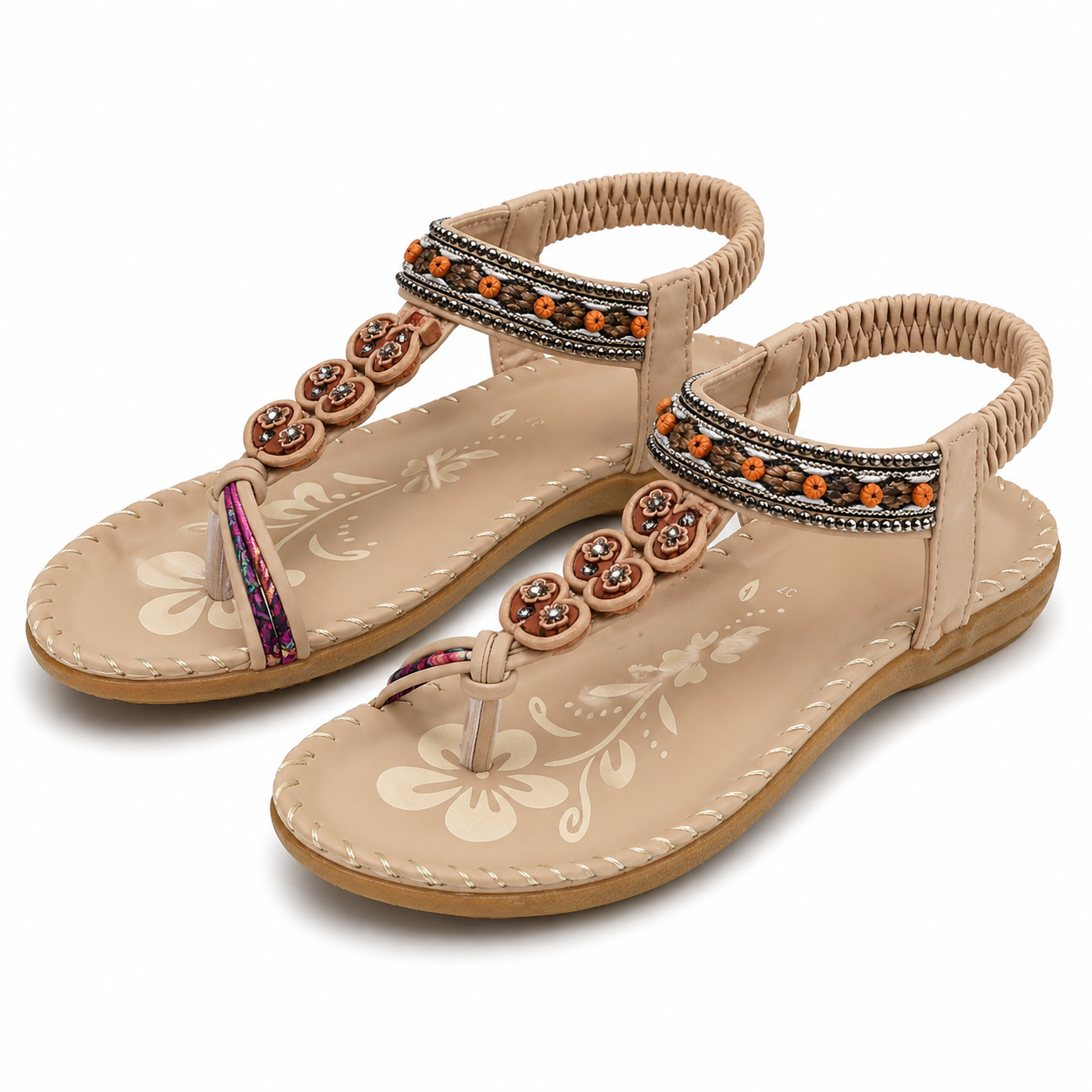 Dames Boho Sandalen Elastische Enkelband Zacht Voetbed Zomer