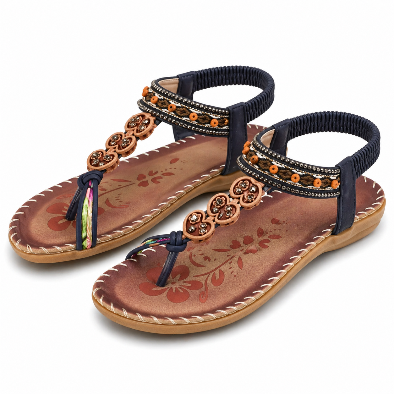 Dames Boho Sandalen Elastische Enkelband Zacht Voetbed Zomer
