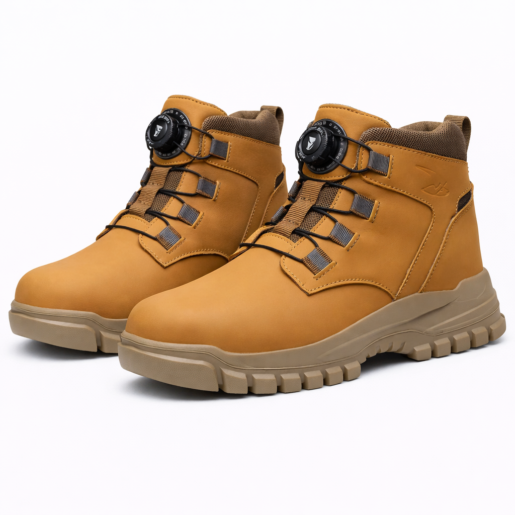 Heren Hoge Werkschoenen Stalen Neus Draaiknop Waterbestendig Antislip Zool