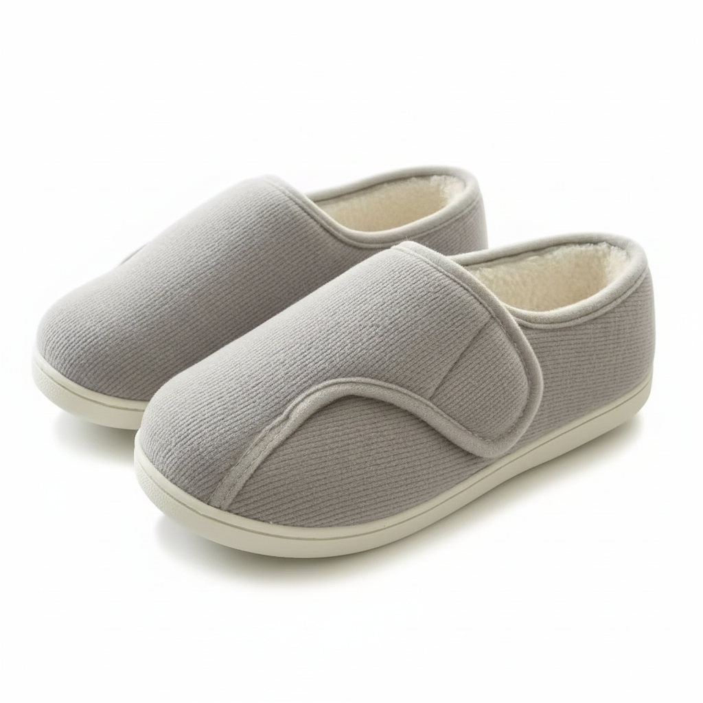 Dames en heren Pantoffels voor Brede en Gezwollen Voeten met Klittenband