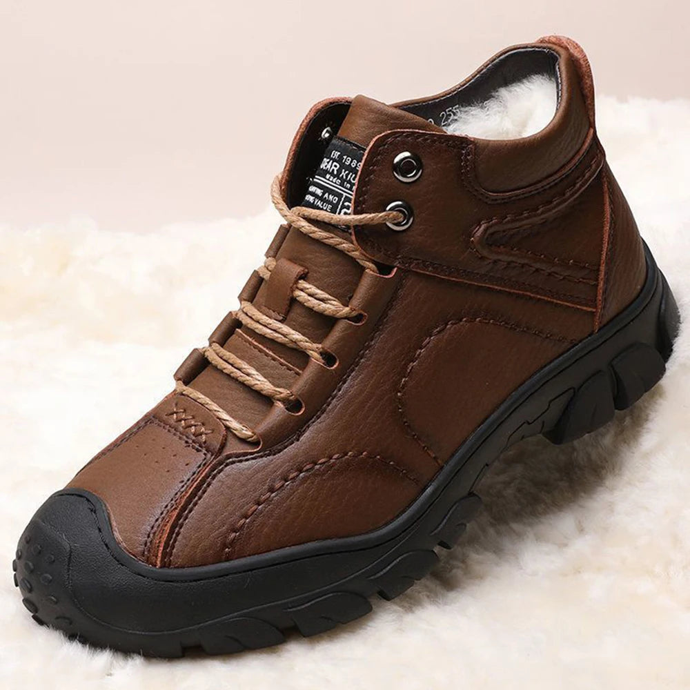 Heren Hoge Gevoerde Sneakers van PU-leer – Warme Herenschoenen voor Herfst en Winter