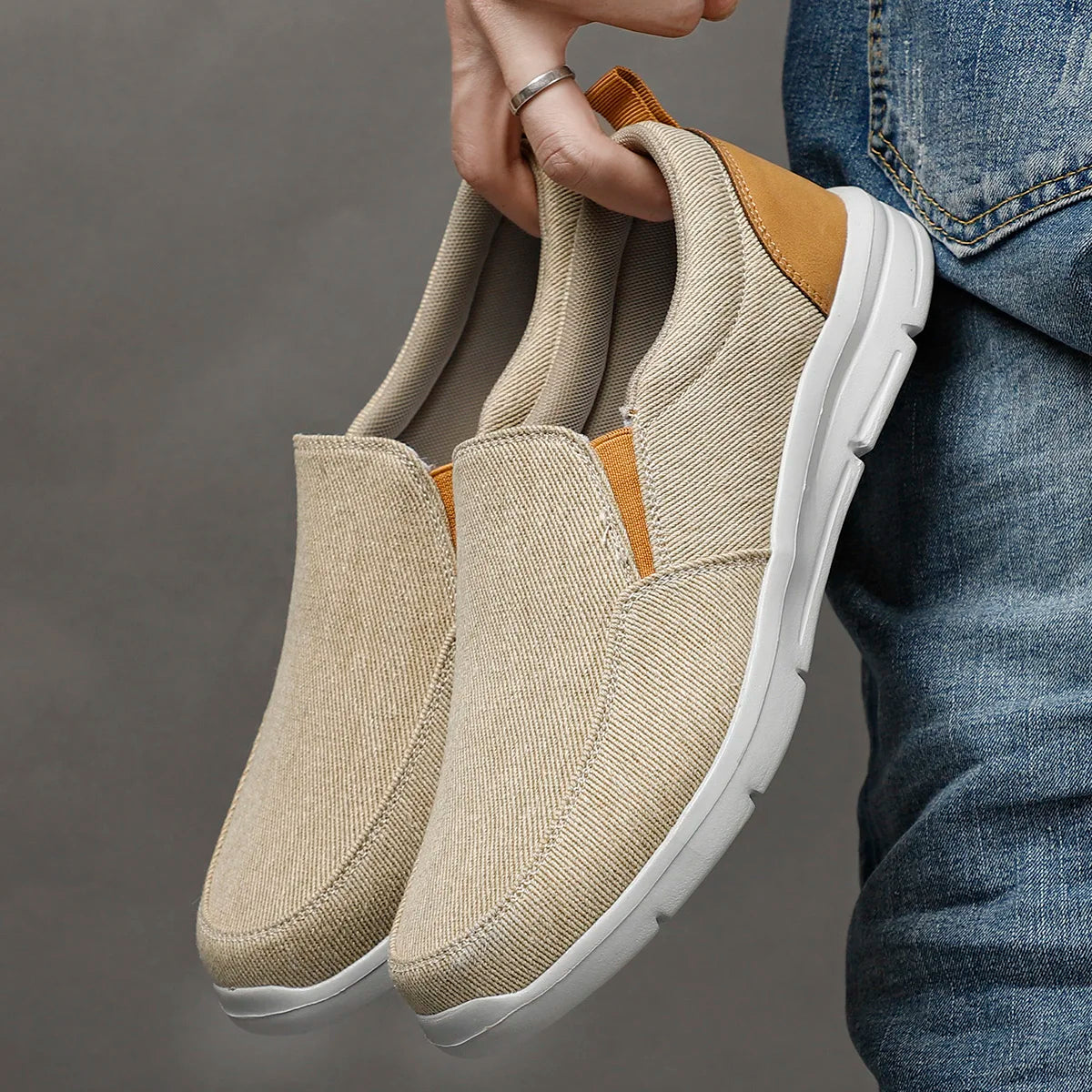 Heren Slip-On Sneakers Casual Dempend Elastisch Lente Zomer