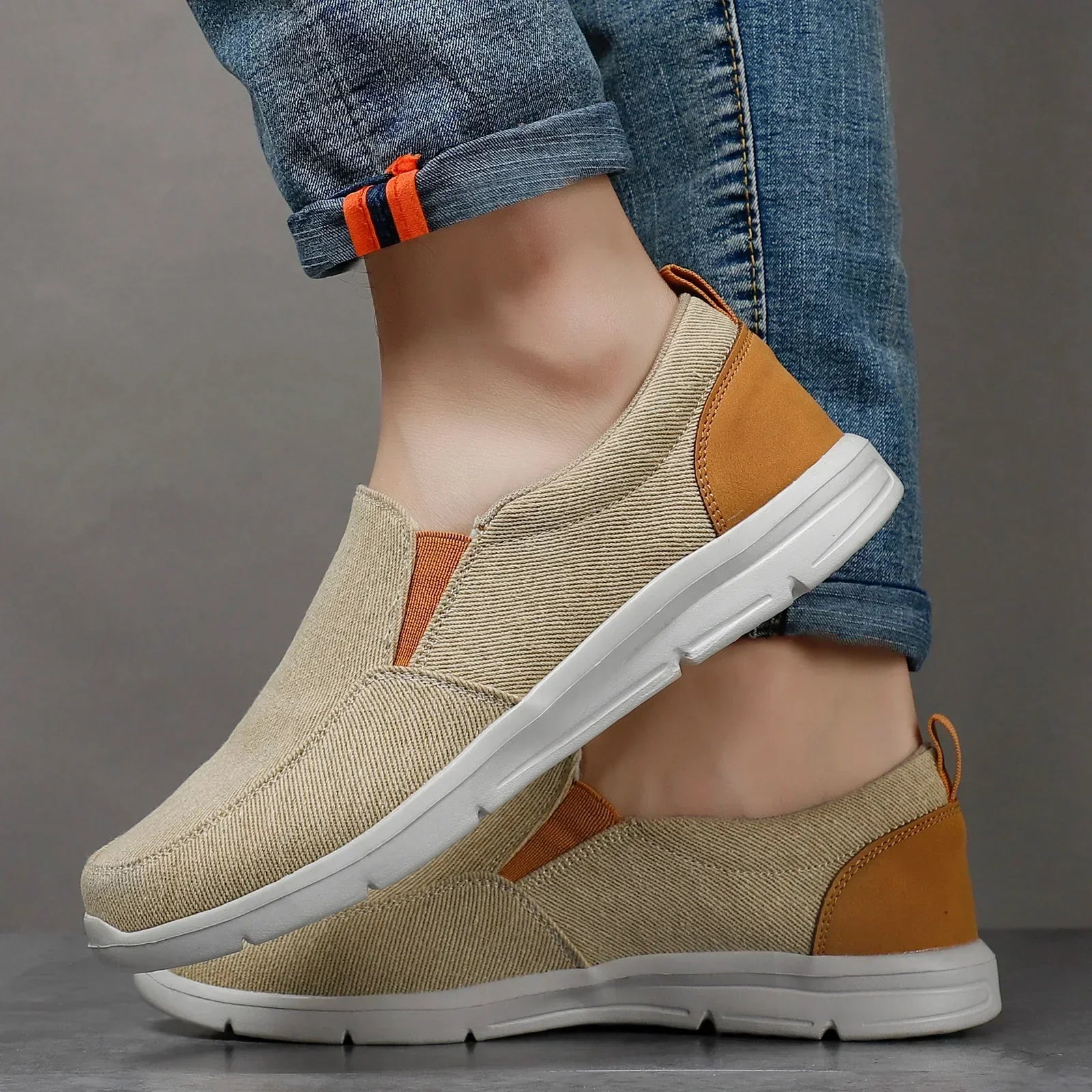 Heren Slip-On Sneakers Casual Dempend Elastisch Lente Zomer