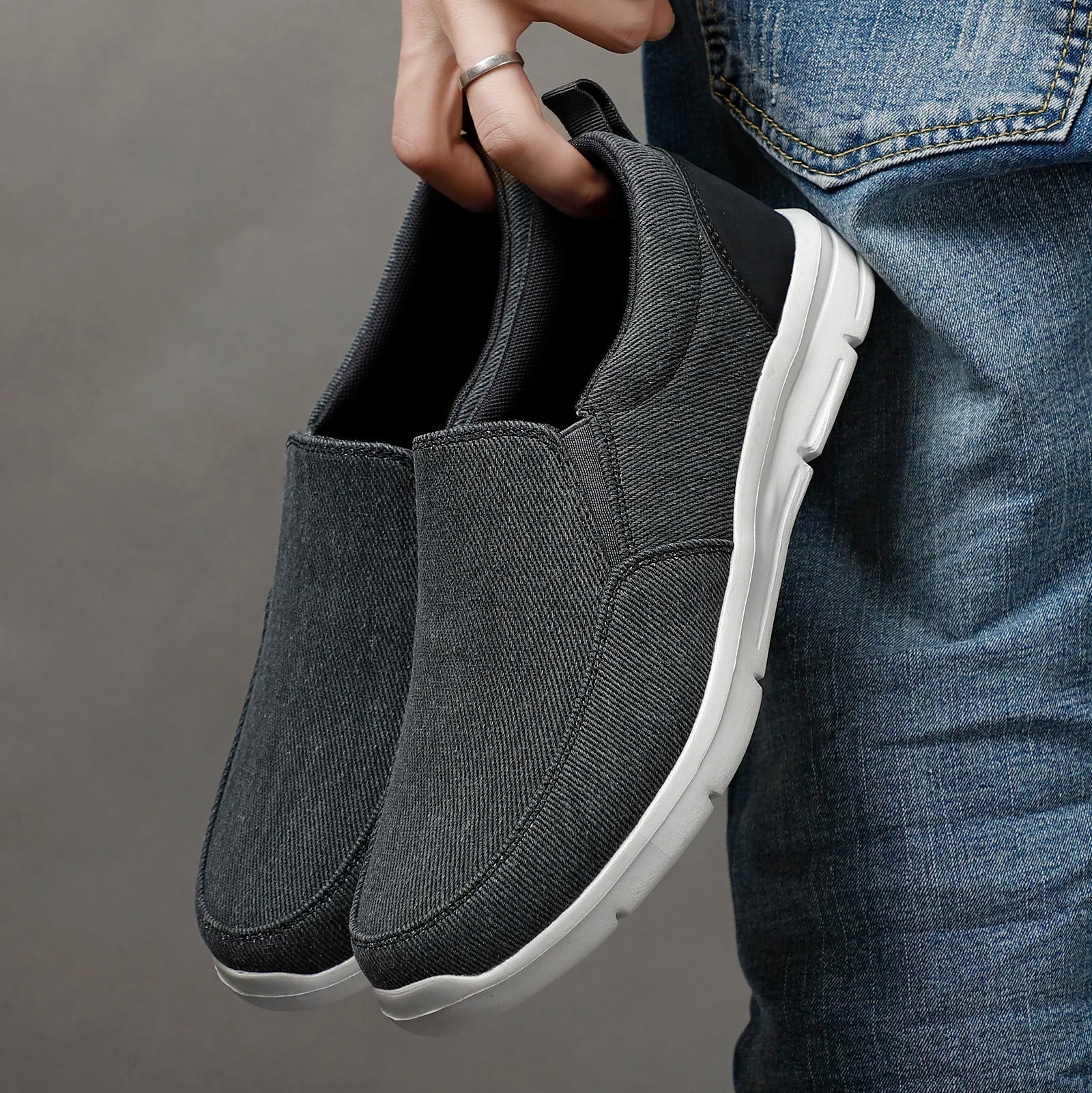 Heren Slip-On Sneakers Casual Dempend Elastisch Lente Zomer