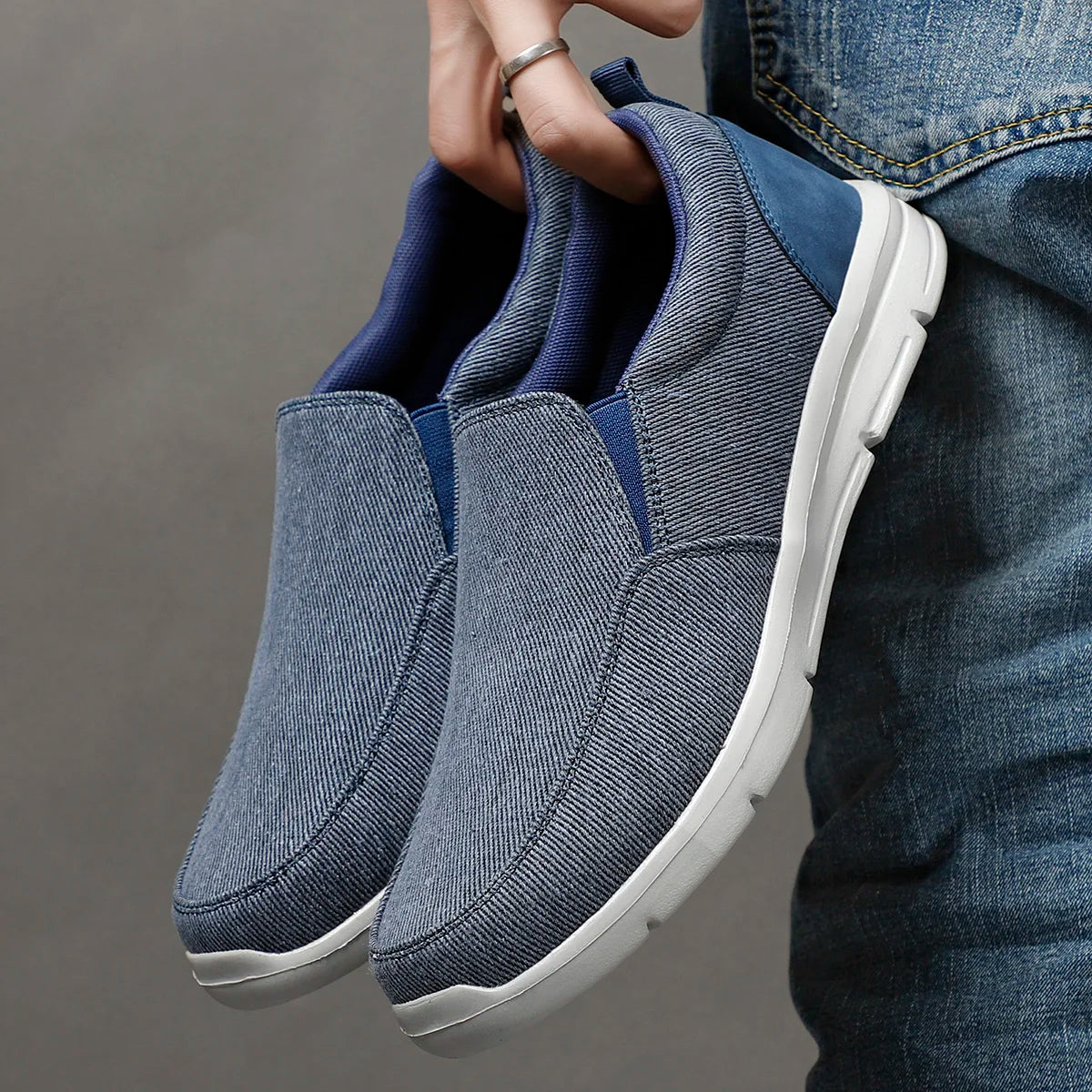 Heren Slip-On Sneakers Casual Dempend Elastisch Lente Zomer