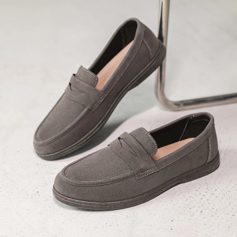 Heren Lage Suède Loafers Casual – Lichtgewicht Comfortabele Instappers