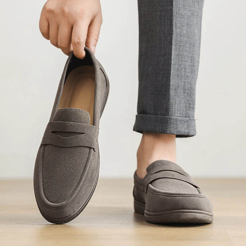 Heren Lage Suède Loafers Casual – Lichtgewicht Comfortabele Instappers