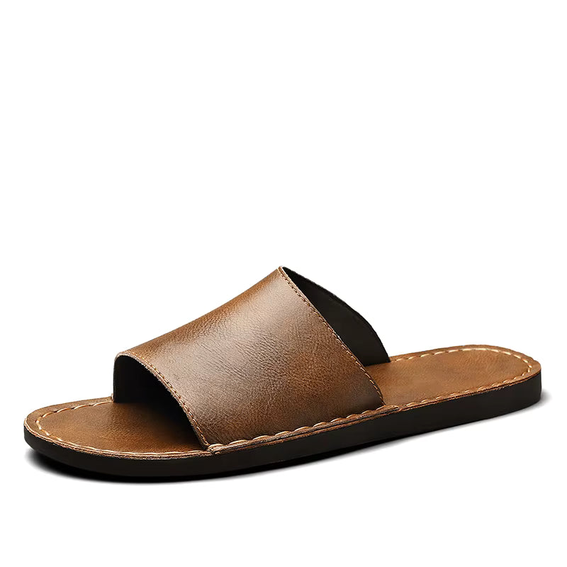 Heren Leren Slippers Platte Zool Instap Antislip Buiten Zomer