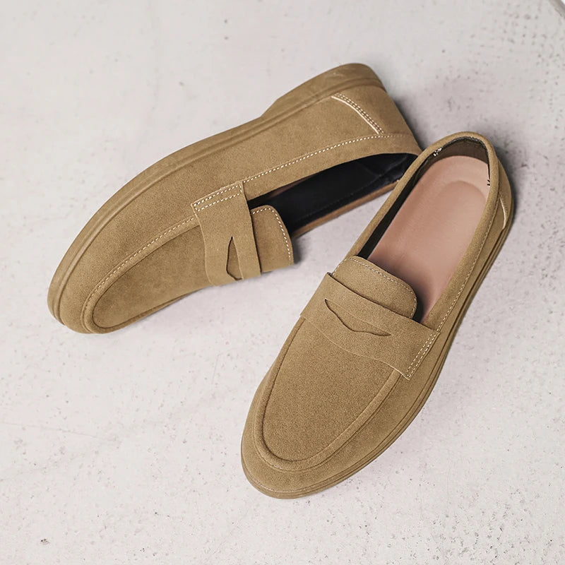 Heren Lage Suède Loafers Casual – Lichtgewicht Comfortabele Instappers