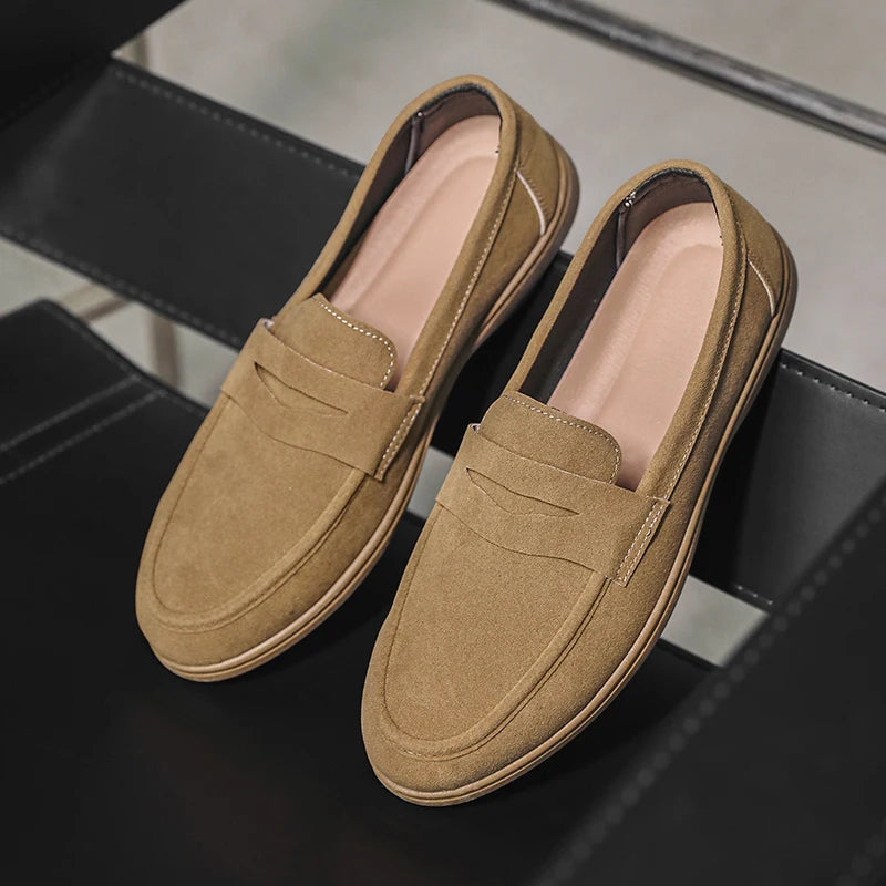 Heren Lage Suède Loafers Casual – Lichtgewicht Comfortabele Instappers